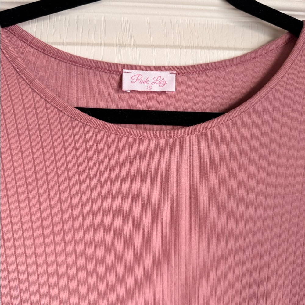 Pink Lily Blush Ribbed Midi Dress - Picture 2 of 3